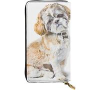 XqmarT Lindo Shitzu Shih Tzu Carteras De Perro Cartera De Gran Capacidad para Hombres Mujeres Carteras Tarjeta De Crédito Cartera De Cuero De Microfibra