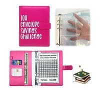 XQMMGO 100 sobres Challenge Binder, 100 sobres Saving Challenge, desafío de ahorro familiar con sobres en efectivo, para la escuela, el hogar, la oficina (rojo)