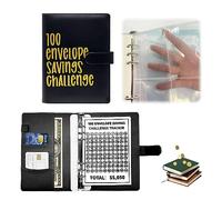 XQMMGO 100 Sobres Challenge Binder, Desafío de Ahorro Familiar Con Efectivo, para la Escuela, el Hogar, la Oficina (Negro)