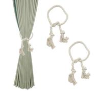 XQMMGO 2 alzapaños de cortina, alzapaños para cortinas, estilo bohemio, cuerda de algodón, hecha a mano, para decoración de la casa de oficina (color crema)