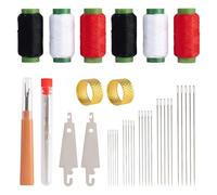 XQMMGO Juego de 37 agujas de coser de acero Big Eye, incluye hilos, enhebrador y separador, kit de costura portátil, kit de herramientas de costura, para viajes, principiantes y bricolaje