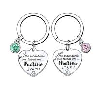 XQXQXZ 2ps Regalo Padrinos Llavero Padrino y Madrina Idea Regalo Día de Pascua y Bautismo