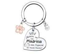 XQXQXZ Regalo Madrina bautizo Llavero Madrina Regalos Navidad La mejor madrina del mundoTe Quiero por siempre Madrina Regalo Madrina Cumpleaños Ideas Regalo Madrina, plateado, L (1)