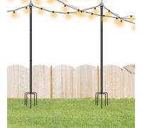 XQZMD Poste de luces para exteriores, paquete de 2 postes de festón para colgar luces de Navidad, cadena LED, linternas, postes de luz exterior de 2,4 m para jardín, boda, fiesta, patio