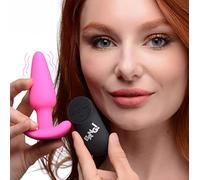 XR Brands 21X Vibrating Silicone Butt Plug with Remote Control - Pink 90 g