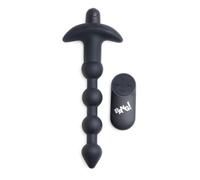XR Brands BANG! - 28X Bolas Anales de Silicona Vibradoras con Control Remoto - Negro