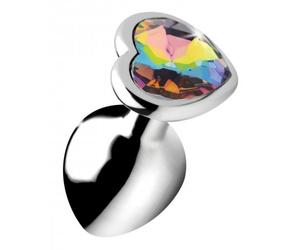 XR Brands Booty Sparks - Tapón Anal Corazón Arcoíris - Mediano