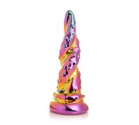 XR Brands Creature Cocks - Dildo de Vidrio Encantador Arcoíris - Amarillo y Rosa