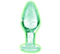 XR Brands Plug anal de cristal fosforescente - Mediano