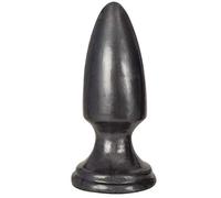 XR BRANDS Swirled Vibrating Anal Plug with Remote Control - Black 200 g
