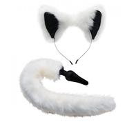 Cola de zorro y diadema anal (blanco y negro)