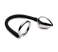 XR Brands XR Brands - Tug + Plug Anillo para Pene y Testículos con Plug Anal - Negro