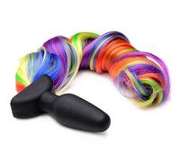XR - TAILZ Plug anal vibrante con cola de caballo arcoíris con control remoto 150 g