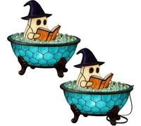 XRASKU Ghost Bubble Bath Lamp, Handmade Cute Halloween Ghost Night Light with Light Base, Spooky Indoor Lighted Halloween Decoration For Table, Shelf, Fireplace(2PCS)