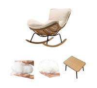 XRBCNMM Mecedora de ratán con cojín tapizado, silla deslizante para uso en interiores y exteriores, cómoda lectura de gran tamaño para balcón, guardería, porche, jardín (blanco, franela (con pedal)