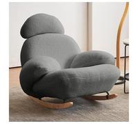 XRBCNMM Mecedora tapizada con tela de lino de algodón, silla de lectura con cojín de gran tamaño para guardería, dormitorio, sala de estar, porche, balcón, adultos y niños (gris, sin pedal)