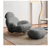 XRBCNMM Mecedora tapizada con tela de lino de algodón y cojín de gran tamaño para guardería, dormitorio, sala de estar, porche, balcón, adultos y niños (gris, con pedales)