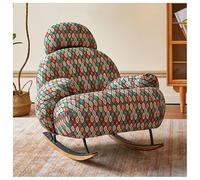 XRBCNMM Mecedora tapizada con tela de lino de algodón y cojín de gran tamaño para guardería, dormitorio, sala de estar, porche, balcón, adultos y niños (colores a juego, sin pedal)