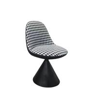 XRBCNMM Silla giratoria para tocador, sillón moderno con asiento acolchado, giratorio de 360 grados, para dormitorio, sala de estar, espacios pequeños, adultos (tela blanca y negra, base negra)