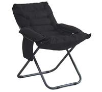 XRBCNMM Sillón plegable con altura de asiento ajustable y grandes bolsillos de almacenamiento, silla moderna para sala de estar, cómoda silla de salón para dormitorio, oficina, balcón (negro, paquete