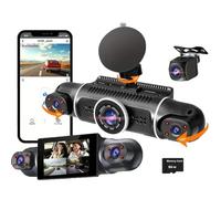 XRC TECH - Cámara de salpicadero de 4 canales, cámara frontal interior y trasera, lente giratoria, visión nocturna infrarroja, 4 cámaras 1080P, grabación simultánea, grabadora de video, aplicación
