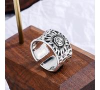 XRCXBLSC Anillo abierto de plata de ley 925 para mujer, hecho a mano, tallado a mano, delicado, anillo abierto, regalo para amante, joyería de mejores deseos para fe, gloria, orgullo, lealtad, amor