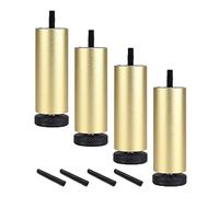 Xrdbfd 4pcs Patas De Gabinete con Pernos M8, Pies De Mueble De 20cm/8in, Patas De Repuesto Cilíndricas, Pies De Sofá Antideslizantes, para Mesas De Café, Camas, Sillones, 100kg,Gold-6cm/2in
