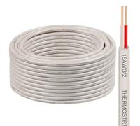 XRDS -RF Cable de termostato de 2 conductores de 18 AWG, cobre sólido, calibre 18, 2 cables para termostato, HVAC, calefacción y refrigeración, cubierta blanca (20 pies, 25 pies, 30 pies, 50 pies, 75