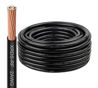XRDS -RF Cable THHN de 2 AWG, cable eléctrico de cobre trenzado negro de 50 pies, cubierta de nailon, clasificación de 600 V, cable THHN/THWN-2 resistente al calor y a la abrasión para el hogar