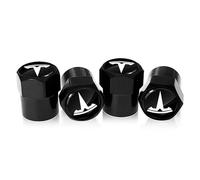 XRDSF 4 Piezas Tapones de Válvula de Aleación de Aluminio para Tesla Model 3 2017-2024, Tapas de para Vástago de Válvula de Neumático A Prueba de Fugas,Black