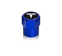 XRDSF 4 Piezas Tapones de Válvula de Aleación de Aluminio para Tesla Model 3 Y S X, Tapas de para Vástago de Válvula de Neumático A Prueba de Fugas,Blue