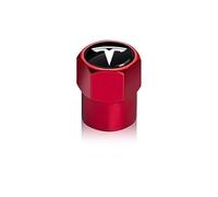 XRDSF 4 Piezas Tapones de Válvula de Aleación de Aluminio para Tesla Model Y 2020-2025, Tapas de para Vástago de Válvula de Neumático A Prueba de Fugas,Red