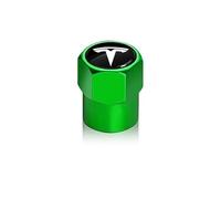 XRDSF 4 Piezas Tapones de Válvula de Aleación de Aluminio para Tesla Model Y 2020-2025, Tapas de para Vástago de Válvula de Neumático A Prueba de Fugas,Green
