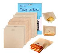 XREXS Bolsas de Tostadora Reutilizables Antiadherentes, Paquete de 10 Bolsas de Reflón, Bolsas para Tostadas Sándwich Panini Snacks, Apto para Microondas Parrilla Tostadora Reutilización 100 Veces