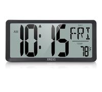 XREXS - Reloj de pared digital grande, funciona con pilas, para decoración del recámara, hogar, temporizador de cuenta arriba y abajo, visualización LCD grande de 14.17 pulgadas con visualización de