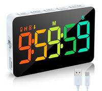 XREXS Temporizador de Cocina Digital, 5 Inch Decolorado Gran Pantalla LED, Contar Arriba/Abajo, Cronometro Oposiciones Magnético para Fitness, Belleza, Aula, Reunión, Cocina