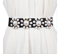 XRHYJK Mujer Vestido Cinturón Cinturones De Vestir De Cristal Azul Verde De Gama Alta para Mujer, Cinturón Elástico con Diamantes De Imitación, Corsé para Mujer, Fajín Negro