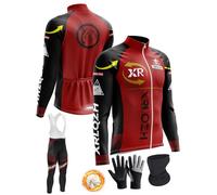 XRLQZH Conjunto de Maillot Ciclismo Manga Larga Hombre, Ropa de Ciclismo de Invierno Térmico para Hombre con Pantalón Acolchado de Gel 9D Y Culotte negro-2XL (TYP-3,4XL)
