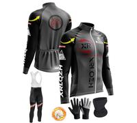XRLQZH Conjunto de Maillot Ciclismo Manga Larga Hombre, Ropa de Ciclismo de Invierno Térmico para Hombre con Pantalón Acolchado de Gel 9D Y Culotte negro-2XL (TYP-6,L)