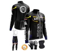 XRLQZH Conjunto de Maillot Ciclismo Manga Larga Hombre, Ropa de Ciclismo de Invierno Térmico para Hombre con Pantalón Acolchado de Gel 9D Y Culotte negro-2XL (TYP-1,4XL)