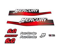 XRmarine Calcomanías para Mercury 6 HP, motor fuera de borda de cuatro tiempos, juego de calcomanías rojas, reproducción de 6 HP de 4 tiempos