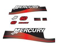 XRmarine Calcomanías para motor fueraborda Mercury 60 HP de dos tiempos, juego de calcomanías rojas, reproducción de 60 hp de 2 tiempos