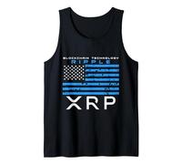 XRP Bandera Americana Ripple Blockchain Tecnología Cripto Camiseta sin Mangas, Hombre, Negro, L