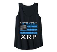 XRP Bandera Americana Ripple Blockchain Tecnología Cripto Camiseta sin Mangas, Mujer, Negro, XL
