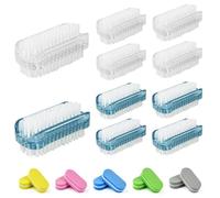 XRPRPX 10 Cepillos para Limpieza de Uñas y 10 Limas de Uñas Cepillos para Limpiar Manos y Uñas de Doble Cara Mini Pulidora de Uñas para Manicura Mini Cepillos de Limpieza de Uñas Transparente y Azul