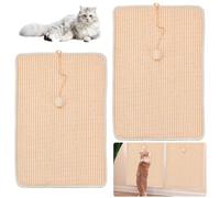 XRPRPX 2 Alfombrillas Rascadores para Gatos de 59 x 39 cm Protector Rascador de Sofá para Gatos Alfombra de Sisal Rascadora Adhesiva con Bola de Campanilla Rascadora de Uñas para Gatos Suelo Pared
