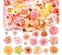 XRPRPX 40 Flores Artificiales para Manualidades Flores Artificiales Decorativas Pequeñas de 2 a 4 cm Cabezas de Rosas Falsas de Tela para Decoración de Diademas Vestidos Tartas Pelo Disfraz