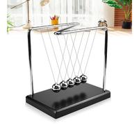 XRPRPX Péndulo de Newton con 5 Bolas de Equilibrio, Péndulo de Equilibrio con Base de Madera Adorno para Escritorio de Oficina Péndulo de Bolas Grande de 18 x 12 x 18 cm para Hacer Experimentación
