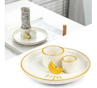 XRPRPX Porta Incienso para Palo Santo, Quemador de Incienso de Cerámica Quemador de Palo Santo con Soporte de Luna y 2 Huecos Quemador de Incienso Redondo para Quemar Velas Conos Salvia