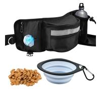 XRPRPX Riñonera de Estrenamiento para Perros y 1 Cuenco Plegable Bolsa para Pasear Perro con 4 Bolsillos Bolsa de Premios de Perros Bolsa de Golosina para Perro para Chuches Botella Bolsa de Caca